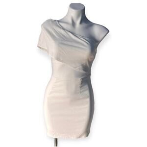 NWT Superdown white one shoulder asymmetrical mini dress size small